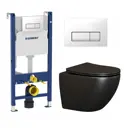 Комплект 3 в 1 инсталляция Geberit Duofix с подвесным унитазом Ceramica Nova Metropol CN4002MB, кнопка белая