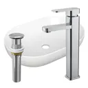 Раковина накладная Bauedge YBD2441 59см со смесителем цвет белый,серебристый,хром