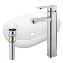 Раковина накладная Bauedge YBD2442 59см со смесителем цвет белый,хром,серебристый