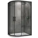 Душевой уголок Abber Schwarzer Diamant AG01129B ассиметричный 90x120см черный профиль эффект стекла прозрачный