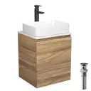 Тумба Bau Dream Blackwood 50 с дверцей SD3036, раковина BAU Hotel 48x37, смеситель для раковины высокий Hotel Black, черный, выпуск клик клак, черный