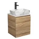 Тумба Bau Dream Blackwood 50 с дверцей SD3077, раковина BAU Hotel 51x39, мрамор, смеситель для раковины высокий Hotel Black, черный