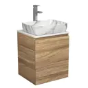 Тумба Bau Dream Blackwood 50 с дверцей SD3078, раковина BAU Hotel 51x39, мрамор, смеситель для раковины высокий Hotel Still, нержавеющая сталь