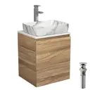 Тумба Bau Dream Blackwood 50 с дверцей SD3079, раковина BAU Hotel 51x39, мрамор, смеситель для раковины высокий Hotel Still, выпуск клик клак, хром