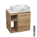 Тумба Bauedge Bau Dream Blackwood 60 правая раковина Hotel 51x39 мрамор выпуск клик клак хром