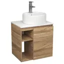 Тумба Bauedge Bau Dream Blackwood 60 правая раковина Element D40 белая смеситель Hotel Still нерж. сталь