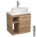 Тумба Bauedge Bau Dream Blackwood 60 правая раковина BAU Nimb 51x41 белая смеситель Hotel Dream нерж. сталь выпуск клик клак хром