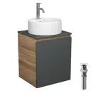 Тумба Bauedge Bau Dream Blackwood 50 графит раковина BAU Element D40 белая смеситель Hotel Dream нерж. сталь выпуск клик клак белый