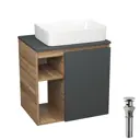 Тумба Bauedge Bau Dream Blackwood 60 правая графит раковина Hotel 48x37 выпуск клик клак хром