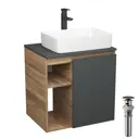 Тумба Bauedge Bau Dream Blackwood 60 правая графит раковина BAU Hotel 48x37 смеситель для раковины высокий Hotel Black черный выпуск клик клак черн