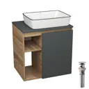 Тумба Bauedge Bau Dream Blackwood 60 правая графит раковина Hotel Black Rand 48x37 выпуск клик клак хром