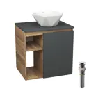 Тумба Bauedge Bau Dream Blackwood 60 правая SD4281, графит, раковина Crystal 40x40, выпуск клик клак, белый