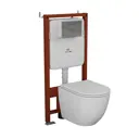 Комплект инсталляции Bauedge Bau Ideal E458103-BL0001-HQ3-E00105, с унитазом безободковым Dream Hurricane3 клавиша Light хром