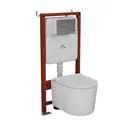 Комплект инсталляции Bauedge Bau Ideal E458103-NM0003-PRO-E00101, с унитазом безободковым Hotel Pro клавиша Strike, хром