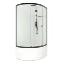 Душевая кабина Domani-Spa Simple 128 high R 120x80x218 см высокий поддон белые стенки прозрачное стекло, графит профиль, Black accents