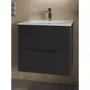 Тумба с раковиной Topline FLIPTU60B-3610W подвесная 60 см цвет черный матовый