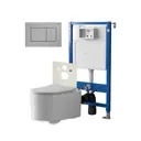 Комплект инсталляция и унитаз POINT Веста PN41701 PN48433SB цвет кнопки Серый цвет чаши белый