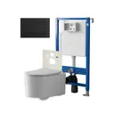 Комплект инсталляция и унитаз POINT Веста PN41701 PN48429BM цвет кнопки черный цвет чаши белый