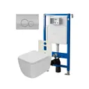 Комплект инсталляция и унитаз POINT Меркурий PN41831WM PN48514SC цвет кнопки хромированный цвет чаши белый