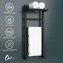 Полотенцесушитель водяной с полкой лестница Onix Classic Plus Pro Black 80x30 см нижняя подводка 1/2" нержавеющая сталь цвет черный матовый