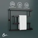 Полотенцесушитель водяной Е-образный Onix Vega Turn Right Black 60x50 см боковая подводка 1/2" нержавеющая сталь цвет черный матовый