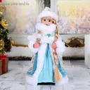 Фигура новогодняя Снегурочка Голубая шубка свет, двигается, 28 см