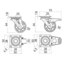 Колесо мебельное GTV КМ-ВН50-30 коричневое d-50 со стопором нагрузка 30кг