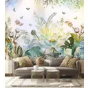 Фотообои флизелиновые Dekor vinil 300x260 см Акварельные цветы и бабочки