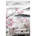Фотообои флизелиновые Dekor vinil 200x260 см Сакура на фоне гор