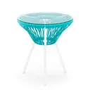 Садовый кофейный столик Kornera Акапулько 013002-wt-tq 42 см x 42 см x 48 см сталь искусственный ротанг синий