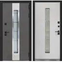 Входная дверь Лабиринт Тундра плюс правый 205x88см цвет графит шелк/белый софт