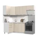 Кухонный гарнитур угловой со столешницей 3.8 см Стендмебель Альфа 160x217x60 см ЛДСП цвет холст белый