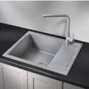 Врезная мойка Granula GR-6002 60x50x20 см кварц цвет алюминий/серый металлик