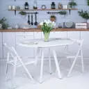 Кухонный стол круглый Frenesie Столэлиппрофильбелыйшагренькаркасбелый 85x85 см лдсп цвет белый шагрень