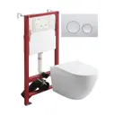 Комплект инсталляция с унитазом Topline TLTI07150+TLPB100 цвет белый, кнопка хром