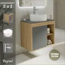 Тумба под раковину подвесная Teymi F04292 70см с раковиной цвет дуб
