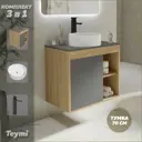 Тумба под раковину подвесная Teymi F04317 70см с раковиной цвет дуб