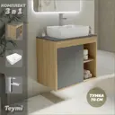 Тумба под раковину подвесная Teymi F04294 70см с раковиной цвет дуб