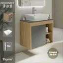 Тумба под раковину подвесная Teymi F04300 70см с раковиной цвет дуб