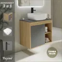 Тумба под раковину подвесная Teymi F04333 70см с раковиной цвет дуб
