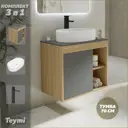 Тумба под раковину подвесная Teymi F04365 70см с раковиной цвет дуб