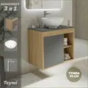 Тумба под раковину подвесная Teymi F10193 70см с раковиной цвет дуб