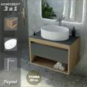 Комплект Teymi 3 в 1: Тумба Ritta 65 дуб эврика/графит матовый + раковина Lori 50 накладная + смеситель Kati высокий хром F04026