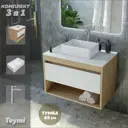 Комплект Teymi 3 в 1: Тумба Ritta 65 дуб эврика/белый матовый + раковина Helmi Mini 38 накладная + смеситель Kati высокий хром F03838