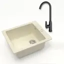 Мойка для кухни врезная Teymi Helmi F01546 50x42.5 см глубина чаши 19.5 см литьевой мрамор цвет бежевый