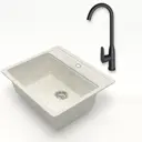 Мойка для кухни врезная Teymi Helmi F01542 50.5x57 см глубина чаши 20 см литьевой мрамор цвет белый