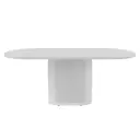 Кухонный стол овальный Genglass Trubis wood 200x900 см белым подстольем ЛДСП цвет белый