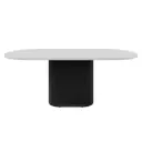 Кухонный стол овальный Genglass Trubis wood 200x900 см черным подстольем ЛДСП цвет белый