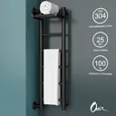 Полотенцесушитель водяной с полкой лестница Onix Classic Plus Black Left 80x20 см боковая подводка 1/2" нержавеющая сталь цвет черный матовый