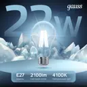 Лампа светодиодная GAUSS 102902222 E27 210-240 В 22 Вт груша прозрачная 2100 Лм нейтральный белый свет
